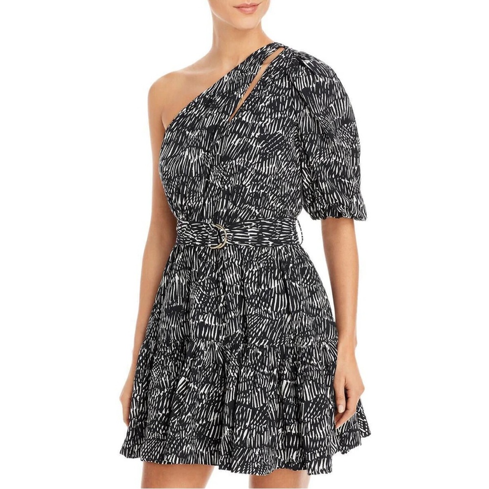 Jonathan Simkhai Black and White One-Shoulder Dress